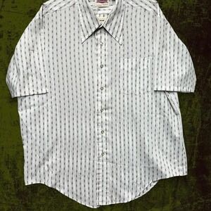 Vintage 1970s Geometric Striped Button Up - RARE SIZE XL/2XL